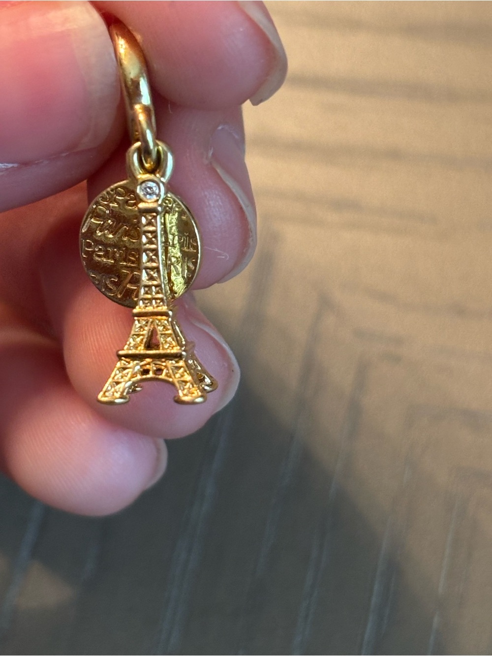 Pandora Gold Eiffel Tower Charm, Gold Plated and Lab Grown Diamond